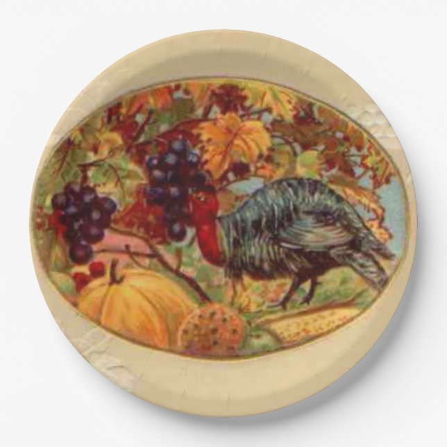 Plato De Papel Placa de papel de vacaciones de pavo de los tiempo (Anverso)