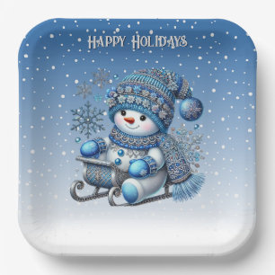 Plato De Papel Placa de papel de vacaciones para Navidades de Sno