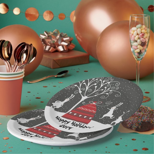 Plato De Papel Placa de papel de verano para conejo de invierno H (Multi)