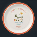 Plato De Papel Placa de papel de verano para la fiesta de cumplea<br><div class="desc">Cuidado y colorido tema del surf de verano,  platos de papel de cumpleaños.</div>