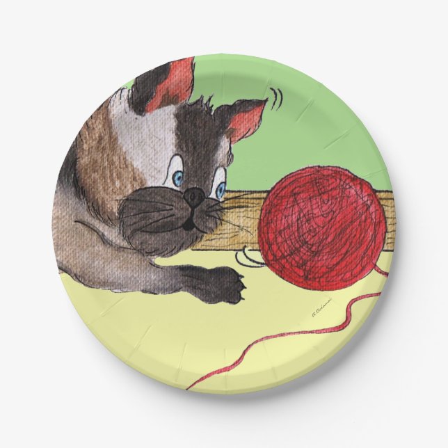 Plato De Papel Placa de papel de yarn rojo de Elvis (Anverso)