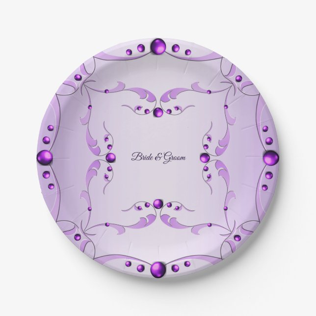 Plato De Papel Placa de papel decorativa morada con estilo (Anverso)