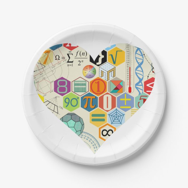 Plato De Papel placa de papel del amor de la matemáticas (Anverso)