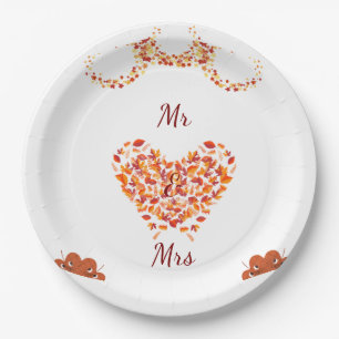 Plato De Papel Placa de papel del amor otoñal