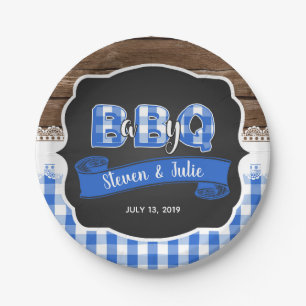 Plato De Papel Placa de papel del bebé Q Baby Shower - azul
