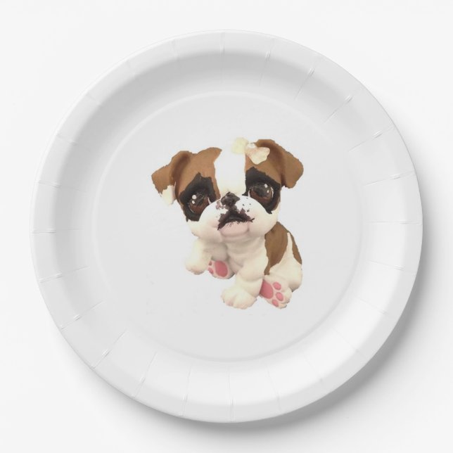 Plato De Papel Placa de papel del bulldog inglés (Anverso)