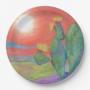 Plato De Papel Placa de papel del cactus del desierto