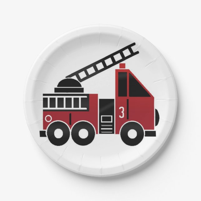 Plato De Papel Placa de papel del coche de bomberos (Anverso)