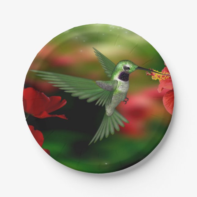 Plato De Papel Placa de papel del colibrí (Anverso)