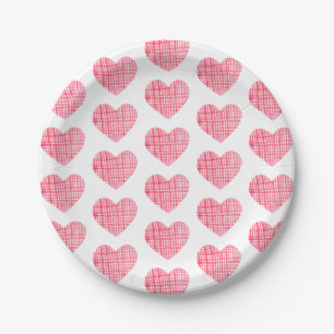 Plato De Papel Placa de papel del corazón de la acuarela
