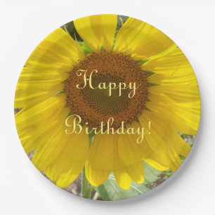 Plato De Papel Placa de papel del cumpleaños amarillo brillante