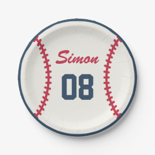 Plato De Papel Placa de papel del cumpleaños del béisbol