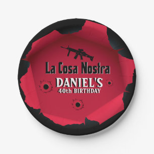 Plato De Papel Placa de papel del cumpleaños del gángster