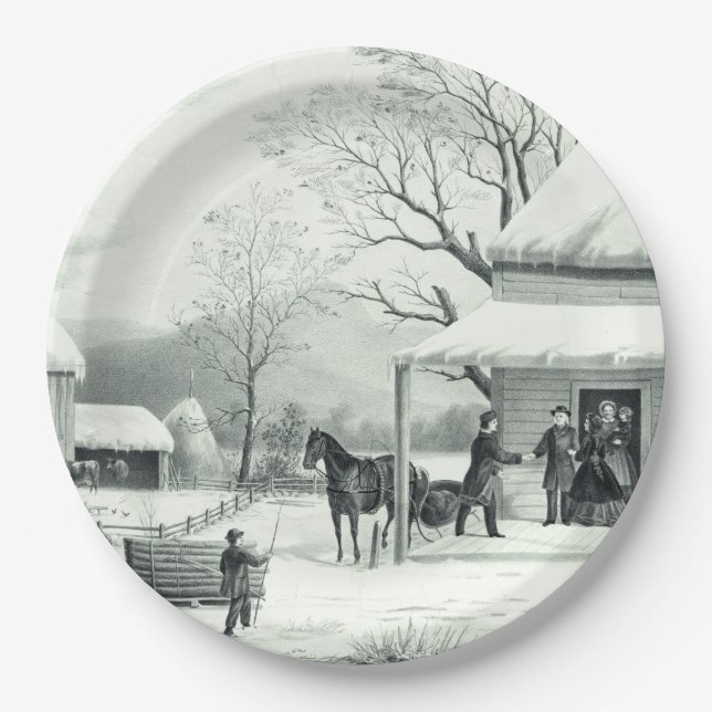 Plato De Papel Placa de papel del curtidor de Ives de la familia (Anverso)