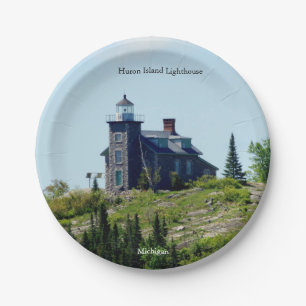 Plato De Papel Placa de papel del faro de Huron Island