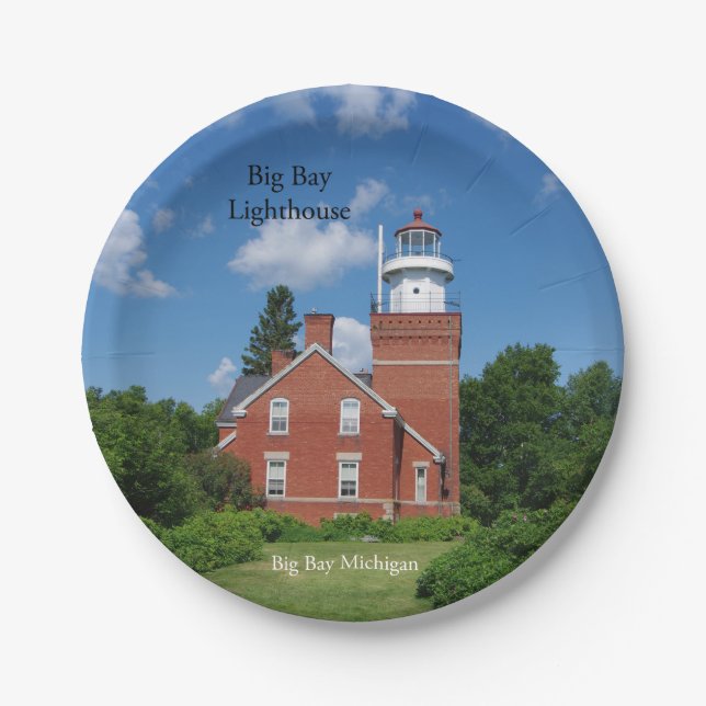 Plato De Papel Placa de papel del Faro de la Bahía Grande (Anverso)