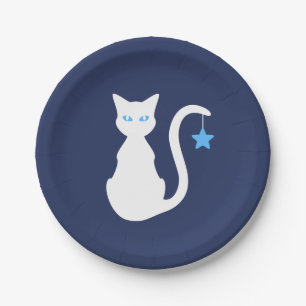 Plato De Papel Placa de papel del gato blanco