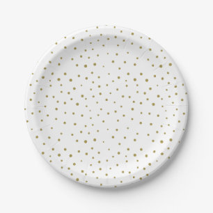 Plato De Papel Placa de papel del patrón de puntos de polka de Or
