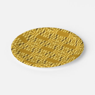 Plato De Papel Placa de papel del patrón Kente dorado