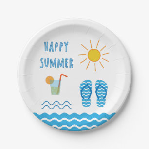 Plato De Papel Placa de papel del verano feliz