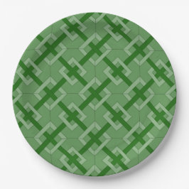 Plato De Papel Placa de papel - Diamantes entrelazados en verde