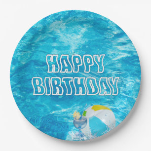 Plato De Papel Placa de papel divertida para Fiesta de la piscina