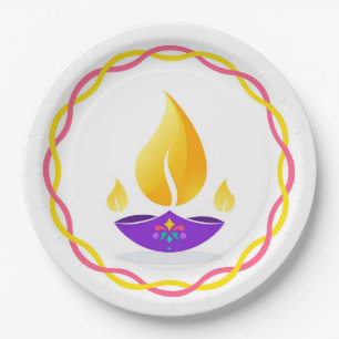 Plato De Papel Placa de papel Diwali Diya