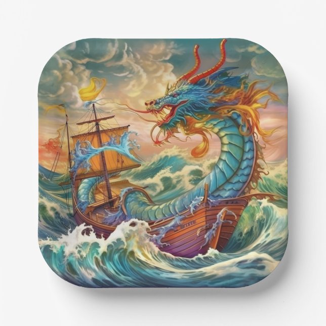 Plato De Papel Placa de papel Dragon (Anverso)