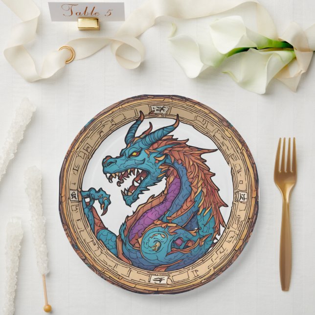 Plato De Papel Placa de papel Dragon (Boda)