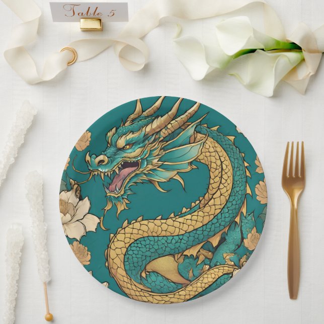 Plato De Papel Placa de papel Dragon (Boda)