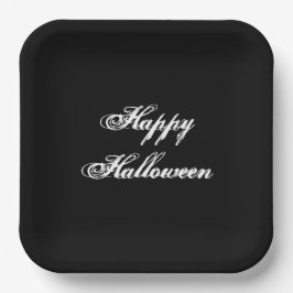 Plato De Papel Placa de papel Eerie Black Happy Halloween