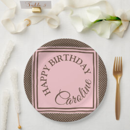 Plato De Papel Placa de papel elegante de color marrón y rosa