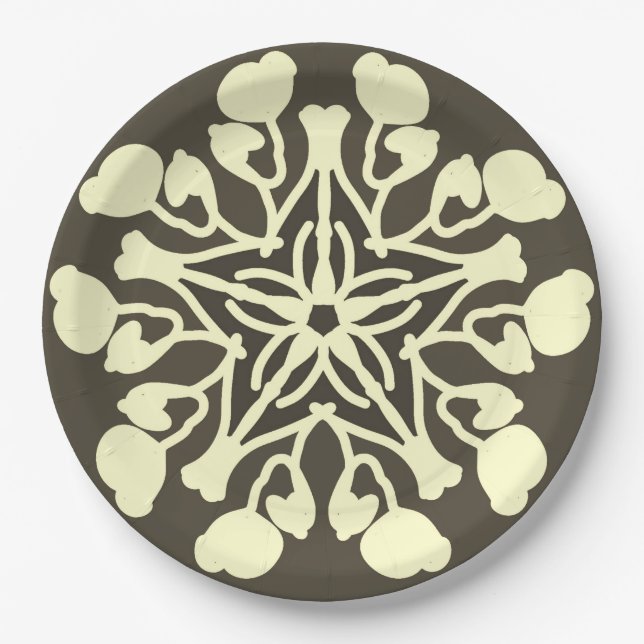 Plato De Papel Placa de papel, elegante patrón floral clásico (Anverso)