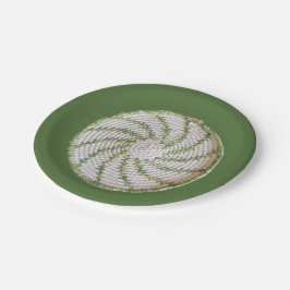 Plato De Papel Placa de papel - Espiral verde en Crochet