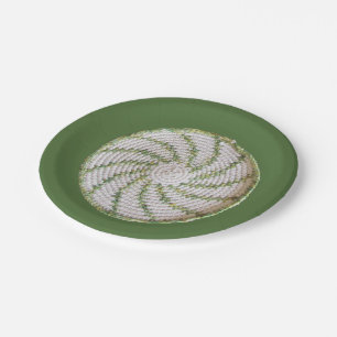 Plato De Papel Placa de papel - Espiral verde en Crochet