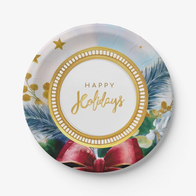 Plato De Papel Placa de papel espumoso de oro para festividades n (Anverso)