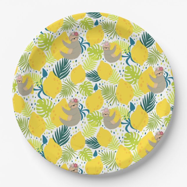 Plato De Papel Placa de papel espumoso tropical (Anverso)