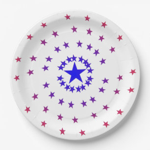 Plato De Papel Placa de papel - Estrellas en rojo y azul