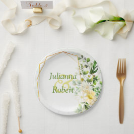 Plato De Papel Placa de papel Eucalyptus y daisies