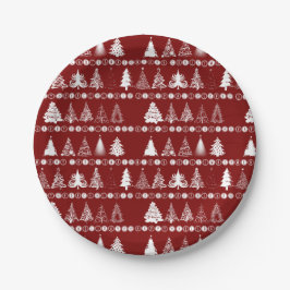 Plato De Papel Placa de papel Fancy Christmas Tree de 7"