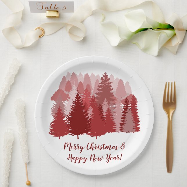 Plato De Papel Placa de papel Fancy Christmas Tree de 9" (Boda)