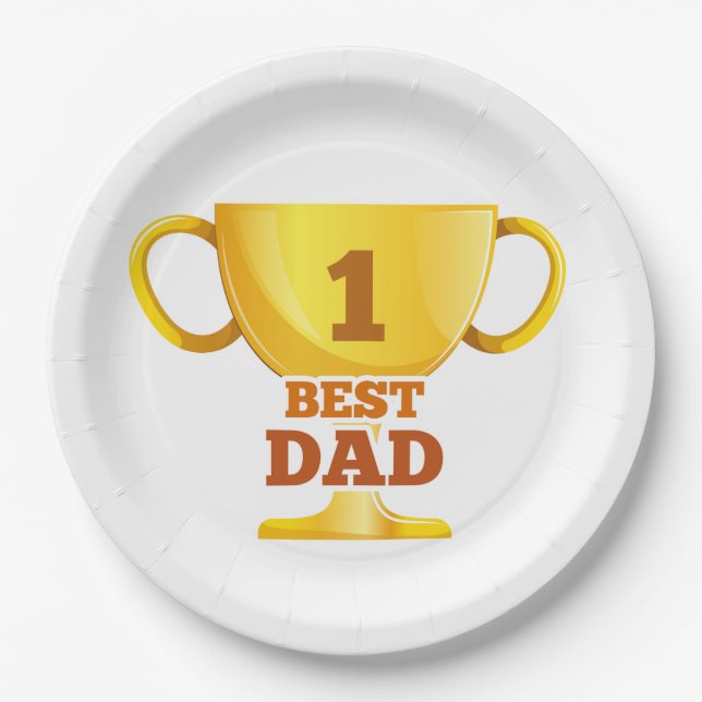 Plato De Papel Placa de papel feliz del día de padre del mejor (Anverso)