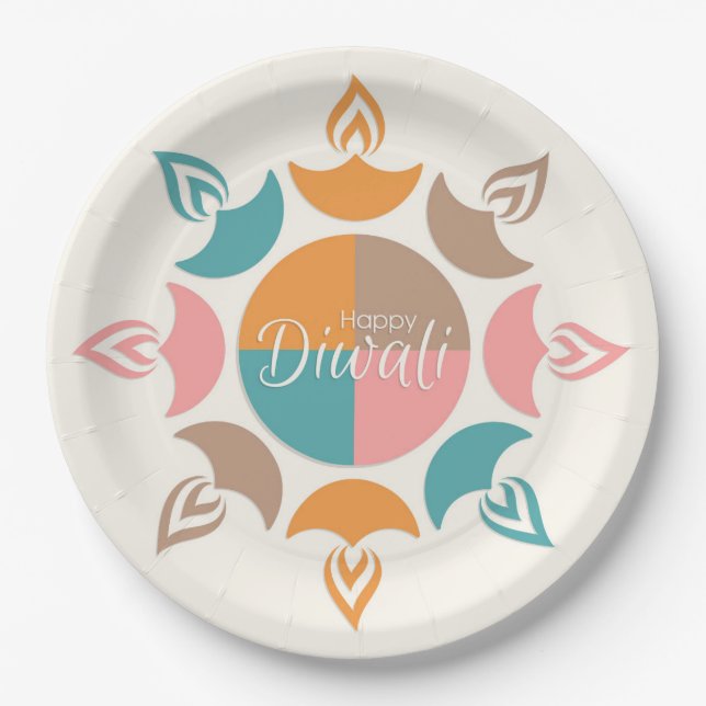 Plato De Papel Placa de papel feliz Diwali (Anverso)