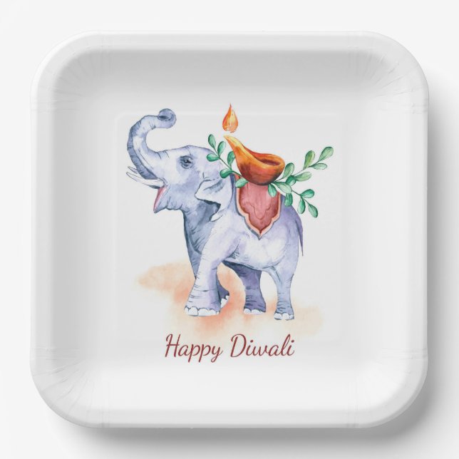 Plato De Papel Placa de papel feliz Diwali (Anverso)