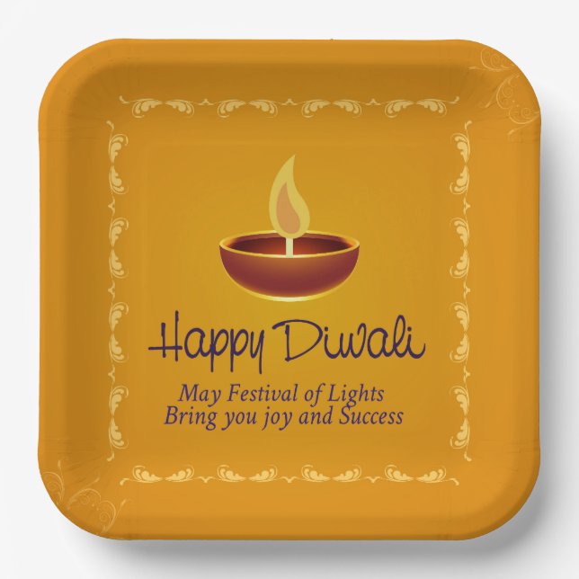 Plato De Papel Placa de papel feliz Diwali (Anverso)
