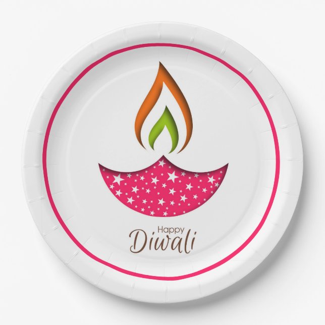 Plato De Papel Placa de papel feliz Diwali (Anverso)
