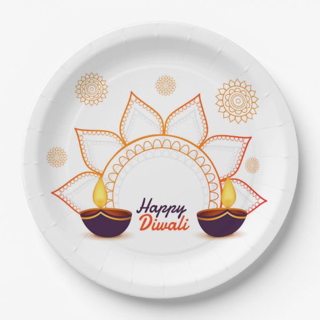 Plato De Papel Placa de papel feliz Diwali (Anverso)