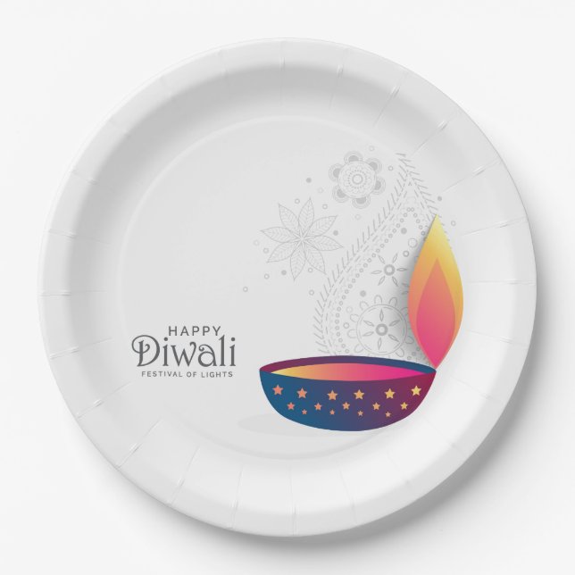 Plato De Papel Placa de papel feliz Diwali (Anverso)