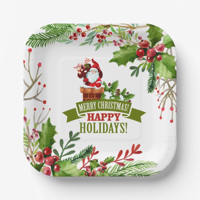 Plato De Papel Placa de papel feliz Holydays (Anverso)