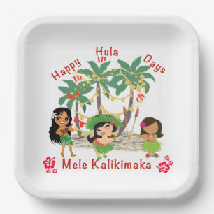 Plato De Papel Placa de papel feliz Hula Days